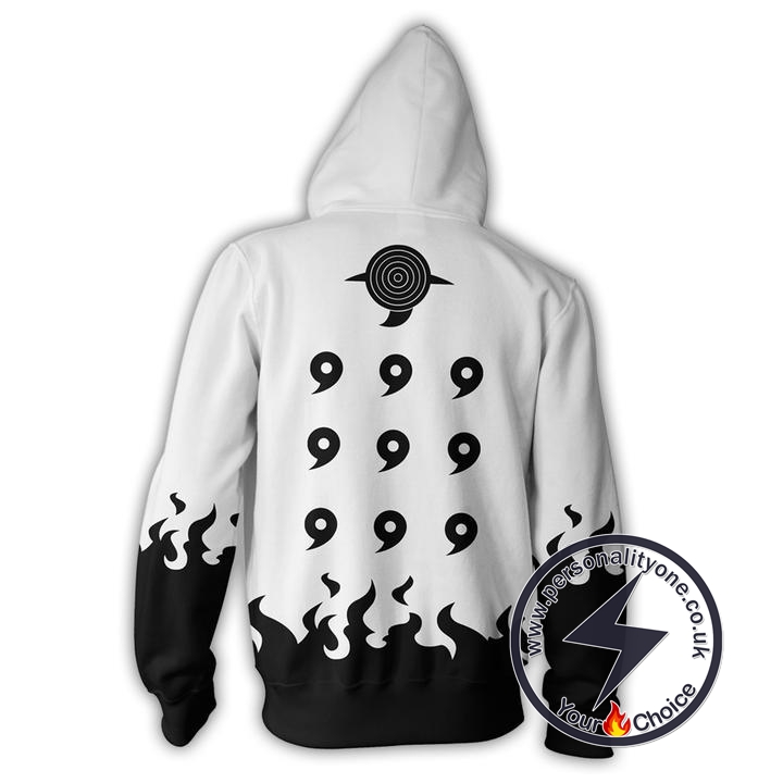 Naruto Six Paths White Uchiha Madara Zip Up Hoodie Jacket